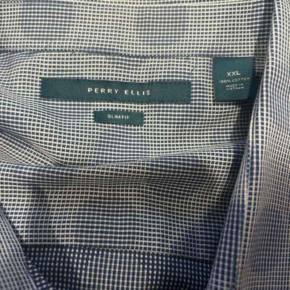 Perry Ellis Men's Gray Polka Dot Shirt - Picture 2 of 2